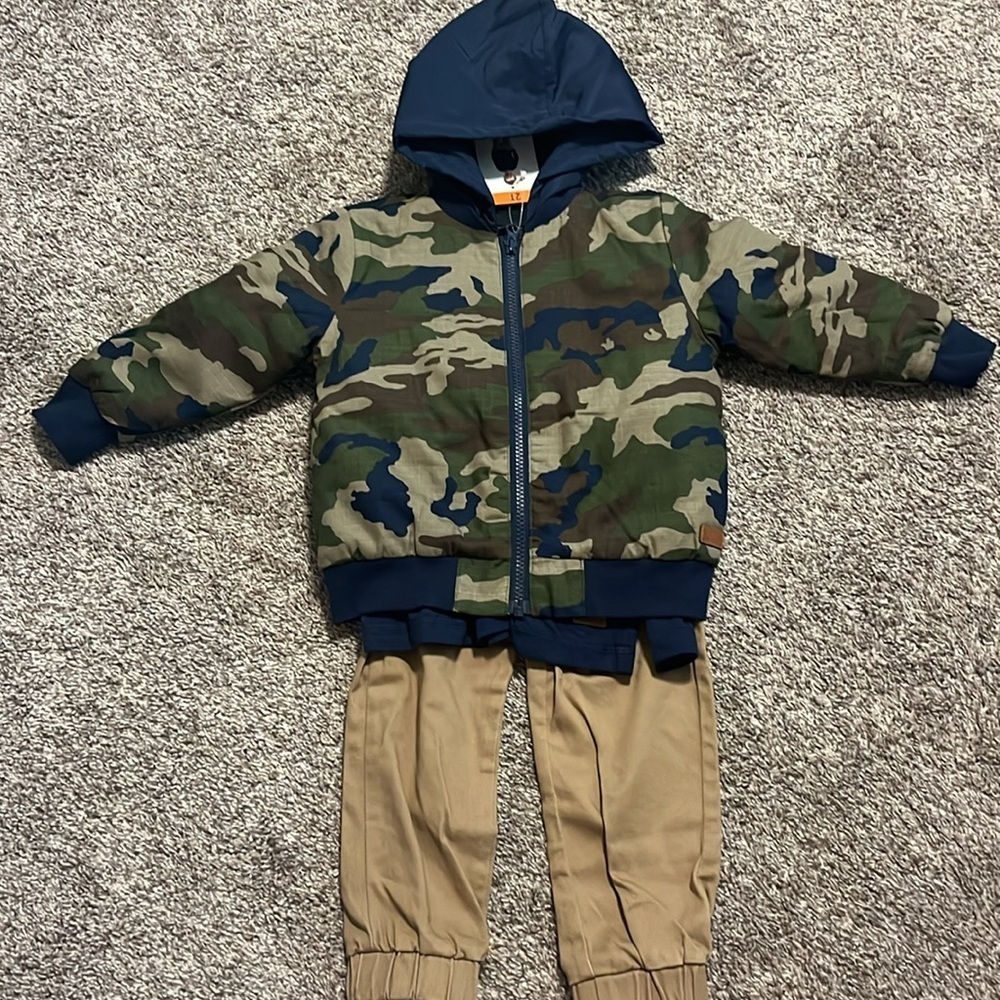 Koala Kids 3 Piece‎ Set with Camo Jacket, Long Sleeve & Pants 2T NWT